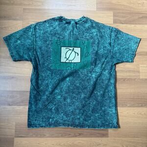 Vintage 90's Guava Beach Hawaii Turtle Green Black Stone Dyed Tee Shirt Sz Large
